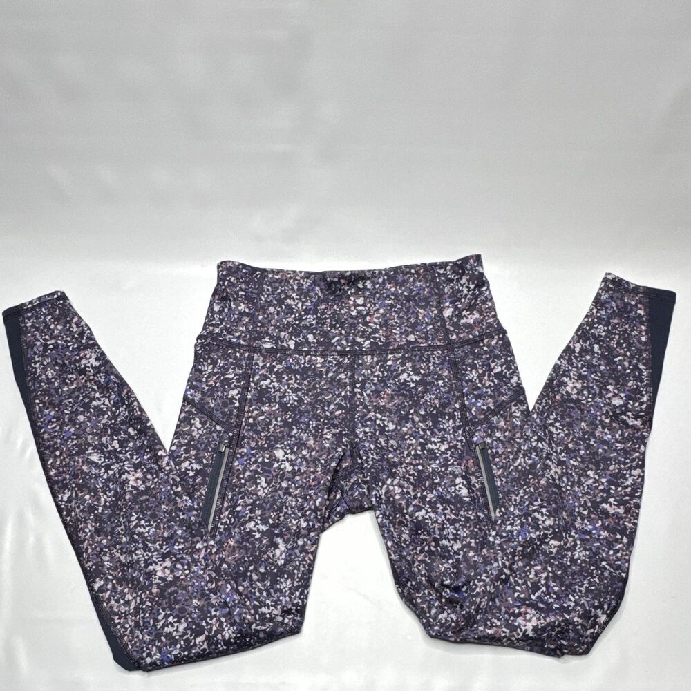 Athleta Women's Rainier Printed Mesh Tight Zipper Side Pockets Size XS